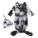 Newborn Wrap Sleepwear Baby Tie Dye Nightgown And Hat Long Sleeve