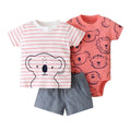 Summer Baby Girl Boy Casual Short Sleeve Cute Cartoon Pattern Print Tops T-shirt  With Romper
