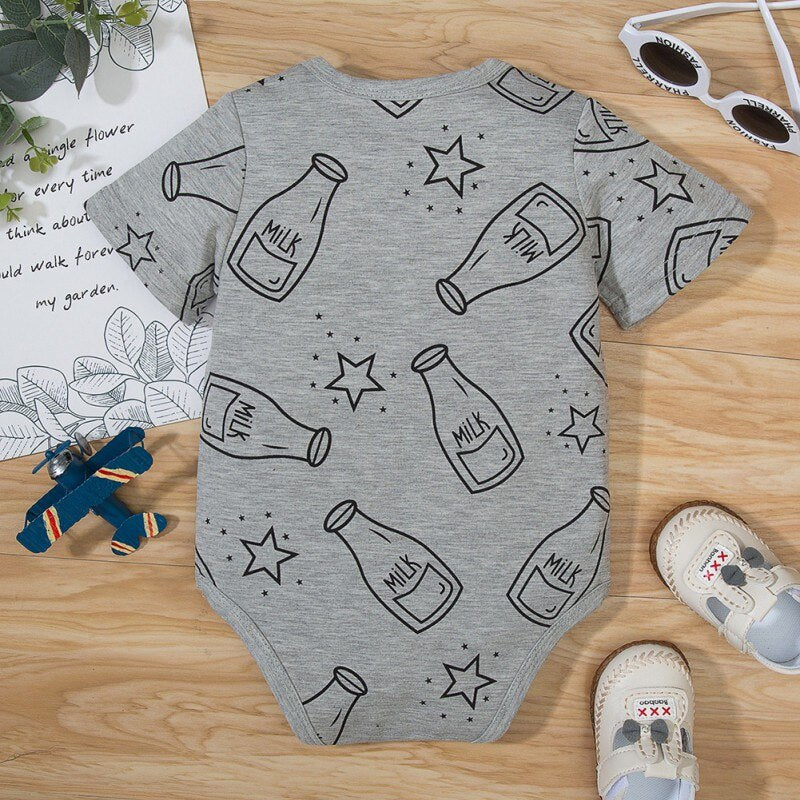 Three-Piece Set Newborn Baby Boys Girls Cotton Hard Clothes Joint Printing Romper