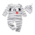 Halloween Rompers With Hat Newborn Baby Boy Girl Long Sleeve Cartoon Mummy Jumpsuits