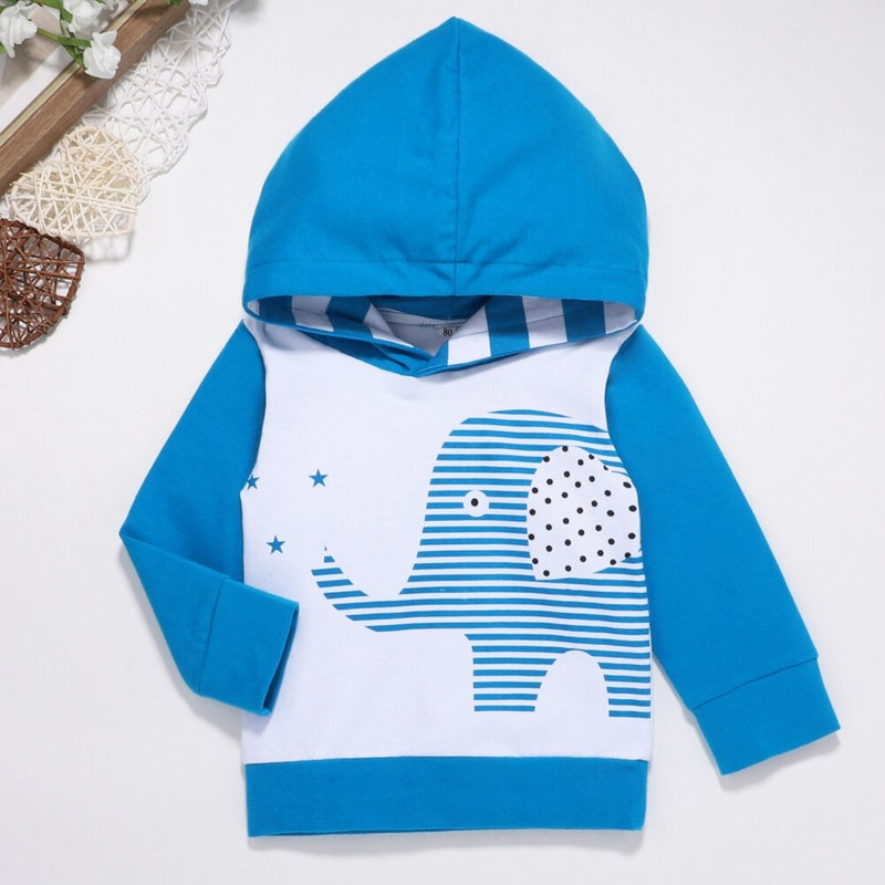 Two-Piece Spring Autumn Baby Boy Sweatshirt Set Suit Infant Kids Outfits  Elephant Print