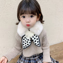 New Winter Sweet Plush Polka Dot Children Scarf Korean Girl Knit Scarf (3342) Black