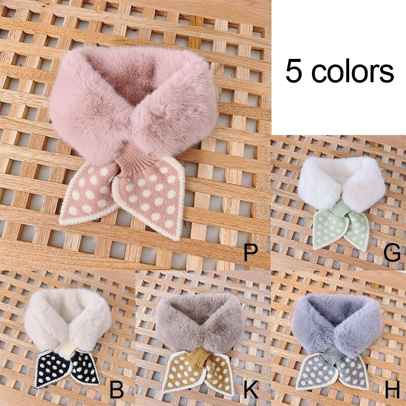 New Winter Sweet Plush Polka Dot Children Scarf Korean Girl Knit Scarf (3342) Black