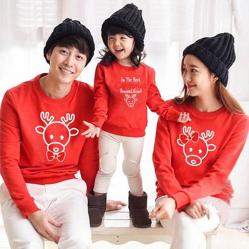 Autumn Long-sleeved Deer Print Round Neck Wear To Celebrate Christmas Sweatshirt