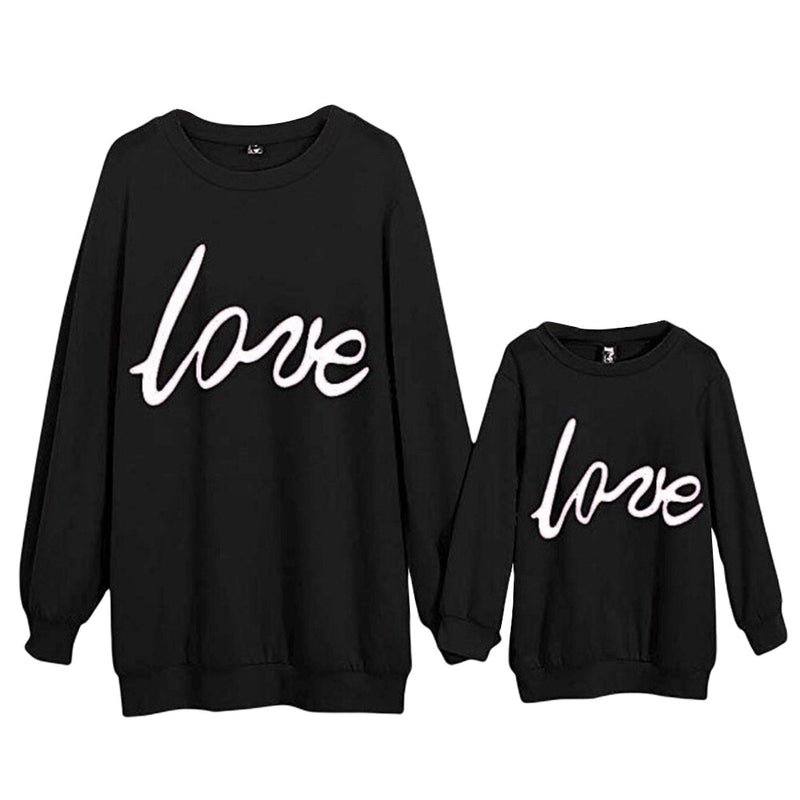 Autumn Family Matching Outfit Mother Daughter Round Neck Letter Print