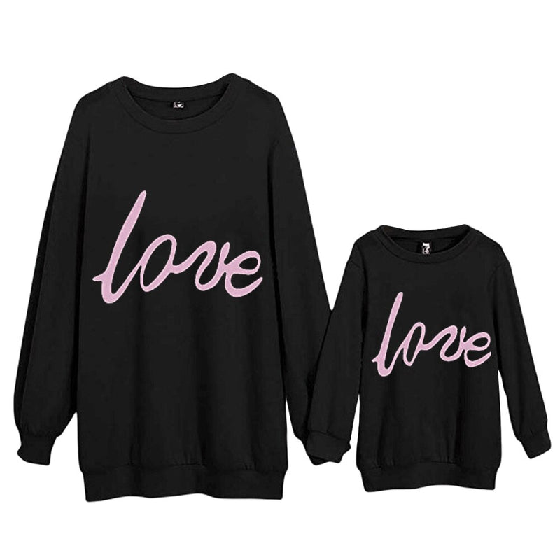 Autumn Family Matching Outfit Mother Daughter Round Neck Letter Print