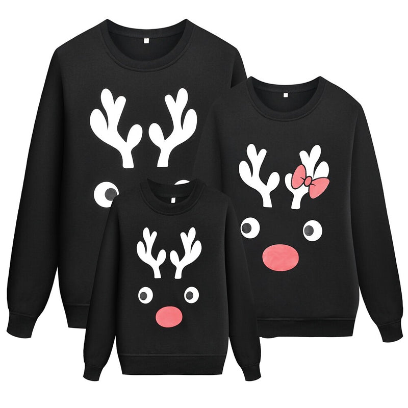 Autumn Dad Mom Kids Baby Long Sleeve Reindeer Sweatshirt Family Matching Christmas Outfits