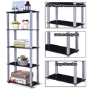 5-Tier Multi-Functional Storage Shelves Rack Display Bookcase Home Furni Black