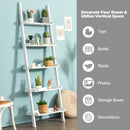 Ladder Shelf 5-Tier Plant Stand Wall-leaning Bookcase Display Rack White/Black