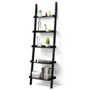 Ladder Shelf 5-Tier Plant Stand Wall-leaning Bookcase Display Rack White/Black