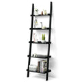 Ladder Shelf 5-Tier Plant Stand Wall-leaning Bookcase Display Rack White/Black