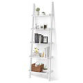 Ladder Shelf 5-Tier Plant Stand Wall-leaning Bookcase Display Rack White/Black