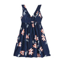 Summer Mommy Daughter Floral Print Sleeveless Dress Daddy SonStriped T-shirt Family Matching