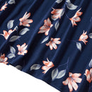 Summer Mommy Daughter Floral Print Sleeveless Dress Daddy SonStriped T-shirt Family Matching