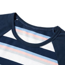 Summer Mommy Daughter Floral Print Sleeveless Dress Daddy SonStriped T-shirt Family Matching