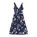 Summer Mommy Daughter Floral Print Sleeveless Dress Daddy SonStriped T-shirt Family Matching