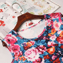 Summer Mother Daughter For Mom and Kids Floral Printed SleevelessMatching Family Dresses