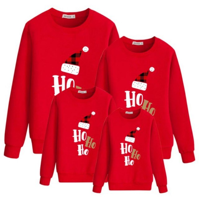 Autumn Winter Christmas Round Neck Long Sleeve Sweatshirt Instagramable Family Matching