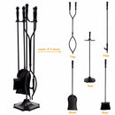 5 PCS Hearth Tool Fireplace Set Fire Tools Set Black Home 31" Pedestal Base HW53818