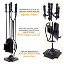5 PCS Hearth Tool Fireplace Set Fire Tools Set Black Home 31" Pedestal Base HW53818