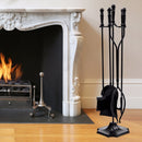 5 PCS Hearth Tool Fireplace Set Fire Tools Set Black Home 31" Pedestal Base HW53818