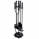 5 PCS Hearth Tool Fireplace Set Fire Tools Set Black Home 31" Pedestal Base HW53818
