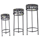 Ironwork Pot Plant Stand with Ceramic Beads decor, a Set of 3 Different Sizes