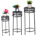 Ironwork Pot Plant Stand with Ceramic Beads decor, a Set of 3 Different Sizes