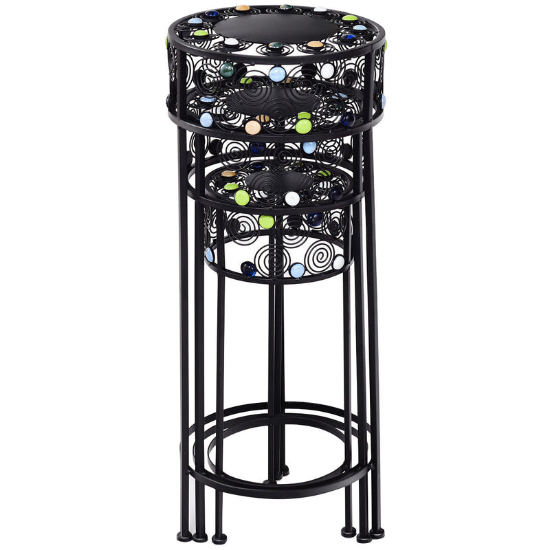 Ironwork Pot Plant Stand with Ceramic Beads decor, a Set of 3 Different Sizes