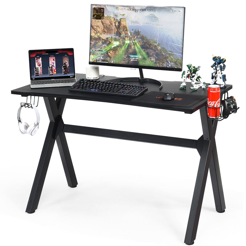 Gaming Desk Computer Desk Table w/Cup Holder & Headphone Hook Gamer Workstation
