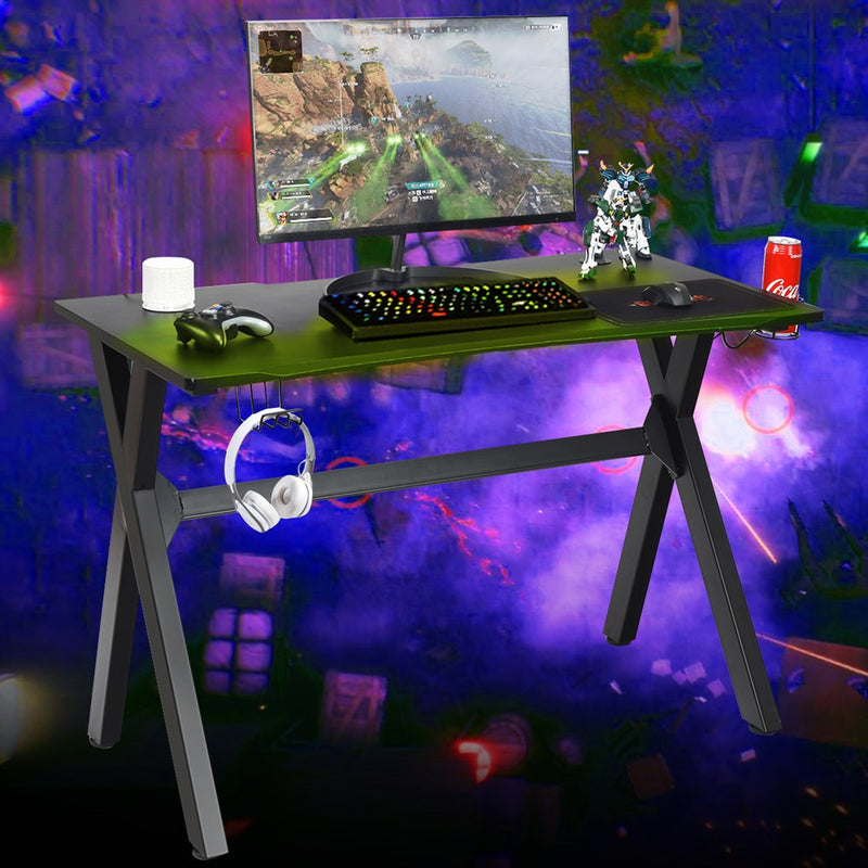 Gaming Desk Computer Desk Table w/Cup Holder & Headphone Hook Gamer Workstation