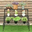 3 Tier Shelf Flower Plant Display Stand Rack Large Modern Black Metal Heavy Duty