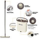 Flat Squeeze Mop Bucket 2 Pcs Microfiber Pad Hand-Free Wringing
