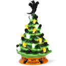 11.5" Pre-Lit Ceramic Hand-Painted Tabletop Halloween Tree Battery Powered Green CM22646