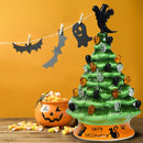 11.5" Pre-Lit Ceramic Hand-Painted Tabletop Halloween Tree Battery Powered Green CM22646