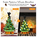 11.5" Pre-Lit Ceramic Hand-Painted Tabletop Halloween Tree Battery Powered Green CM22646