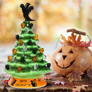 11.5" Pre-Lit Ceramic Hand-Painted Tabletop Halloween Tree Battery Powered Green CM22646