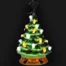 11.5" Pre-Lit Ceramic Hand-Painted Tabletop Halloween Tree Battery Powered Green CM22646