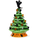 11.5" Pre-Lit Ceramic Hand-Painted Tabletop Halloween Tree Battery Powered Green CM22646