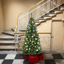 6 ft Premium Hinged Artificial Christmas Tree Mixed Pine Needles w/ Pine Cones CM22803