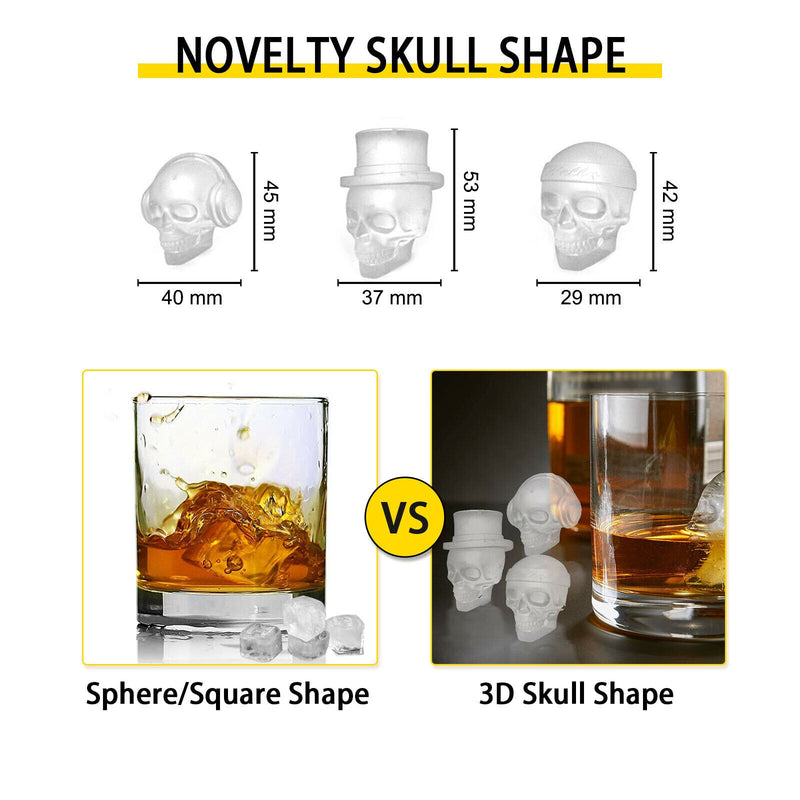Ice Skull Cube Maker 4/6 Grid Black Silicone Tray DIY Creative Silica Gel Gun Bullet Skull Shape