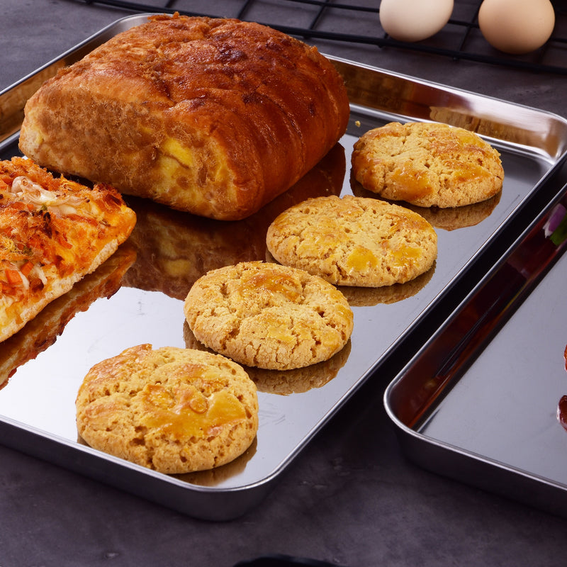 4-pieces Stainless Steel Baking Tray Pans Non-Stick Sheet,Mirror Finish&Rust Free