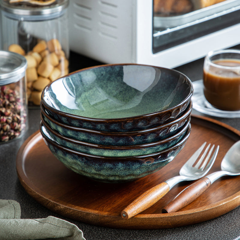 Starry Green 4/8/12-Piece 550ML  Bowl Set Vintage Ceramic