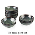 Starry Green 4/8/12-Piece 550ML  Bowl Set Vintage Ceramic