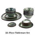 Green 11/22/33-Piece Ceramic Tableware Dinner Set Vintage Style