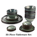 Green 11/22/33-Piece Ceramic Tableware Dinner Set Vintage Style