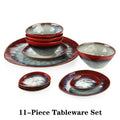 Vintage Look Ceramic Red 11/22/33-Piece Tableware Dinner Set