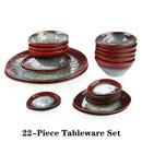 Vintage Look Ceramic Red 11/22/33-Piece Tableware Dinner Set