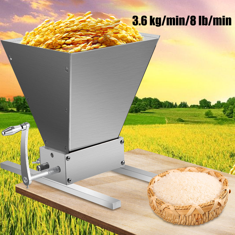 2-Roller Manual Grain Grinder Household Malt Mill Crusher Peeler Food Processor Brewed Beer