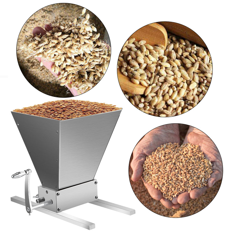 2-Roller Manual Grain Grinder Household Malt Mill Crusher Peeler Food Processor Brewed Beer